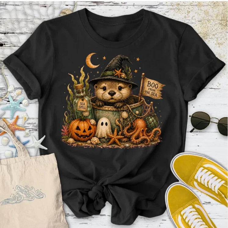 Boo From the Sea Halloween Otter T Shirt