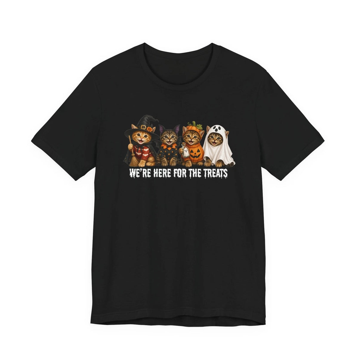 Halloween Cats Shirt, Spooky cat Graphic tee, Funny cats here for the treats