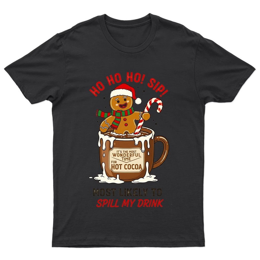 Gingerbread Man Hot Cocoa T-Shirt Unisex Gift Retro Funny Womens Vintage Mens