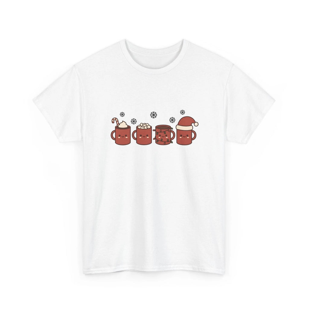 Adorable Hot Chocolate Mugs Shirt Christmas Holiday Gift Women Cartoon Tee Hot