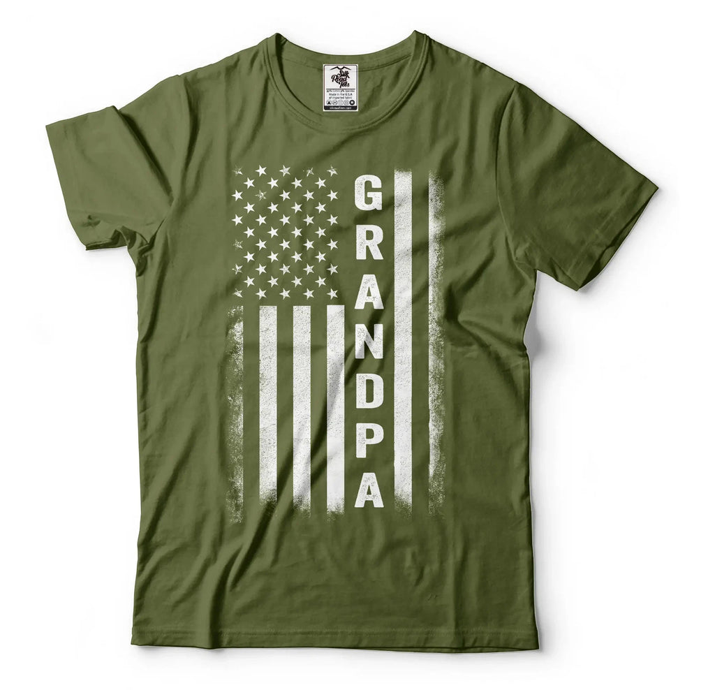 Mens Grandpa T-shirt Grandpa Patriotic Flag Tee USA Flag Shirt Grandpa Gifts