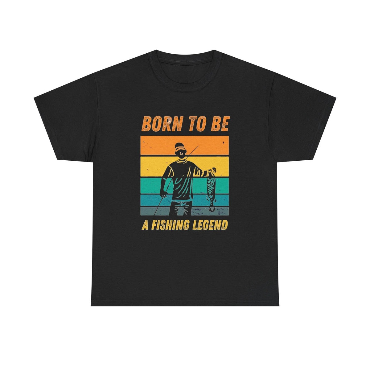 Born To Be A Fishing Legend Graphic T Shirt Men's Heavy Cotton Tee