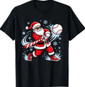 Funny Baseball Santa Christmas Claus Ballplayer Winter Game T-Shirt