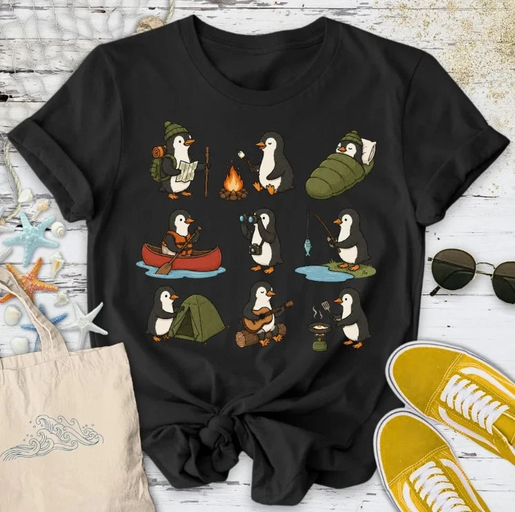 Camping Penhuin T Shirt