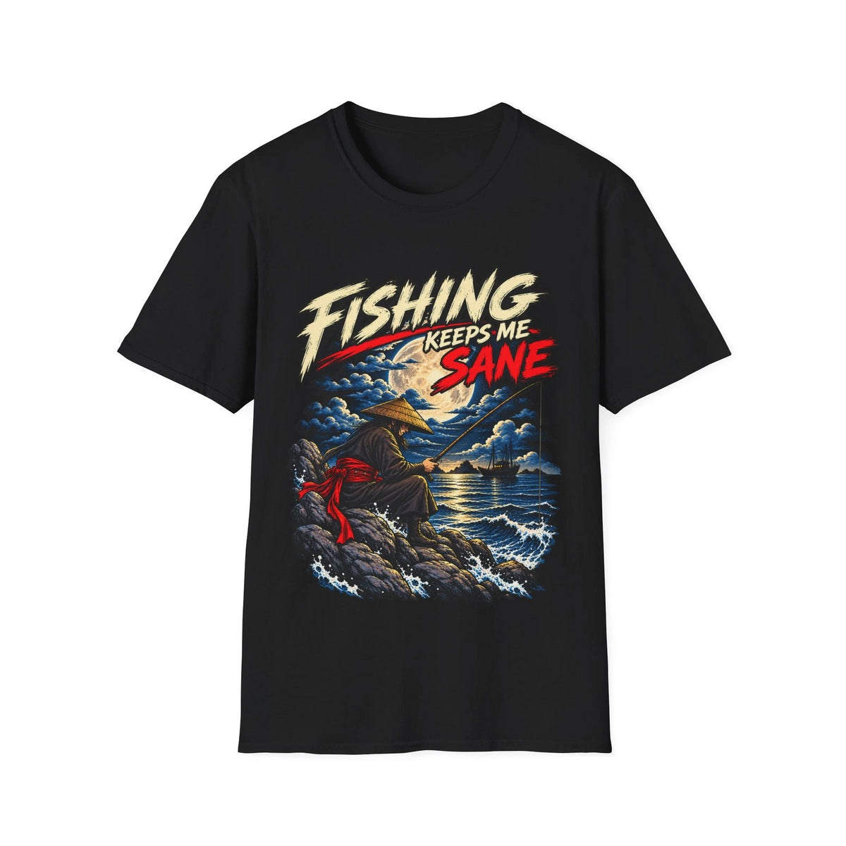 Fishing Keeps Me Sane T-Shirt | Angler Sunset Scene