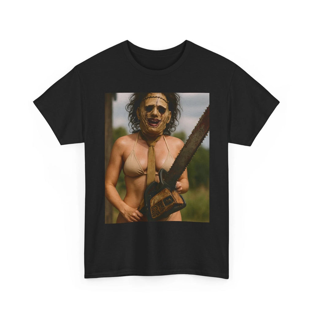 Sexy Bikini Lady with Chainsaw T-Shirt Vintage Horror Photo Tee Pinup Shirt NEW!