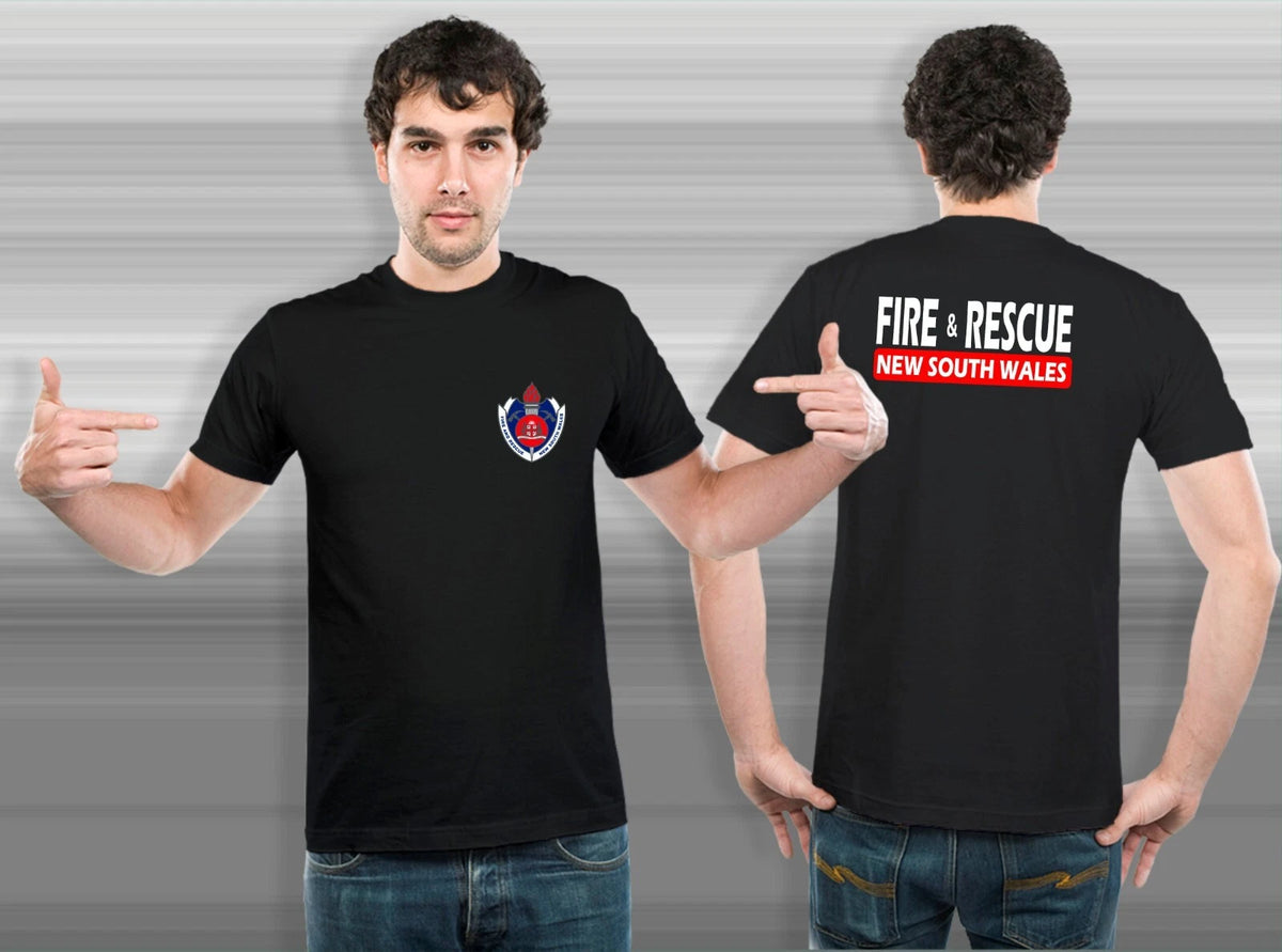 NEW SOUTH WALES FIREFIGHTER FIRE DEPARTMENT RESCUE RARE AUSTRALIA LOGO T-SHIRT