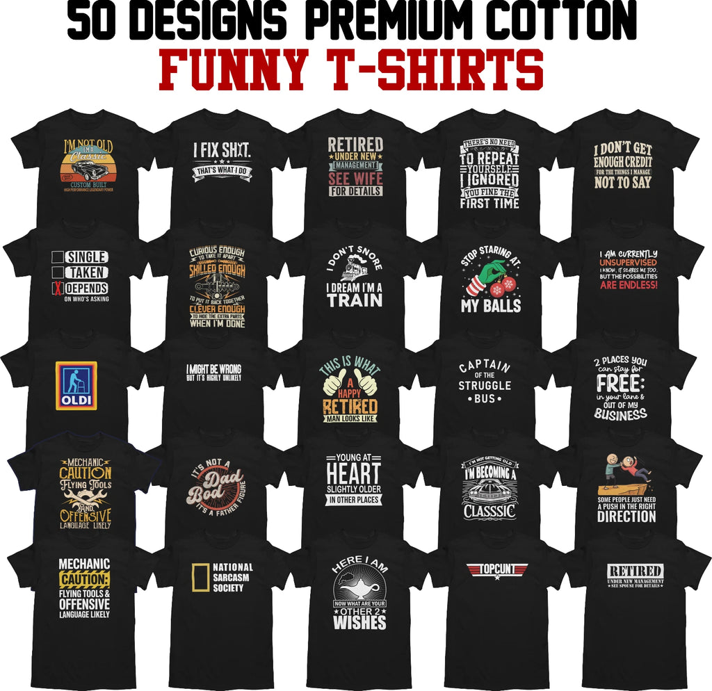 Mens Funny T-Shirts Novelty Joke Top Sarcastic Birthday Tee Gift Black Shirt