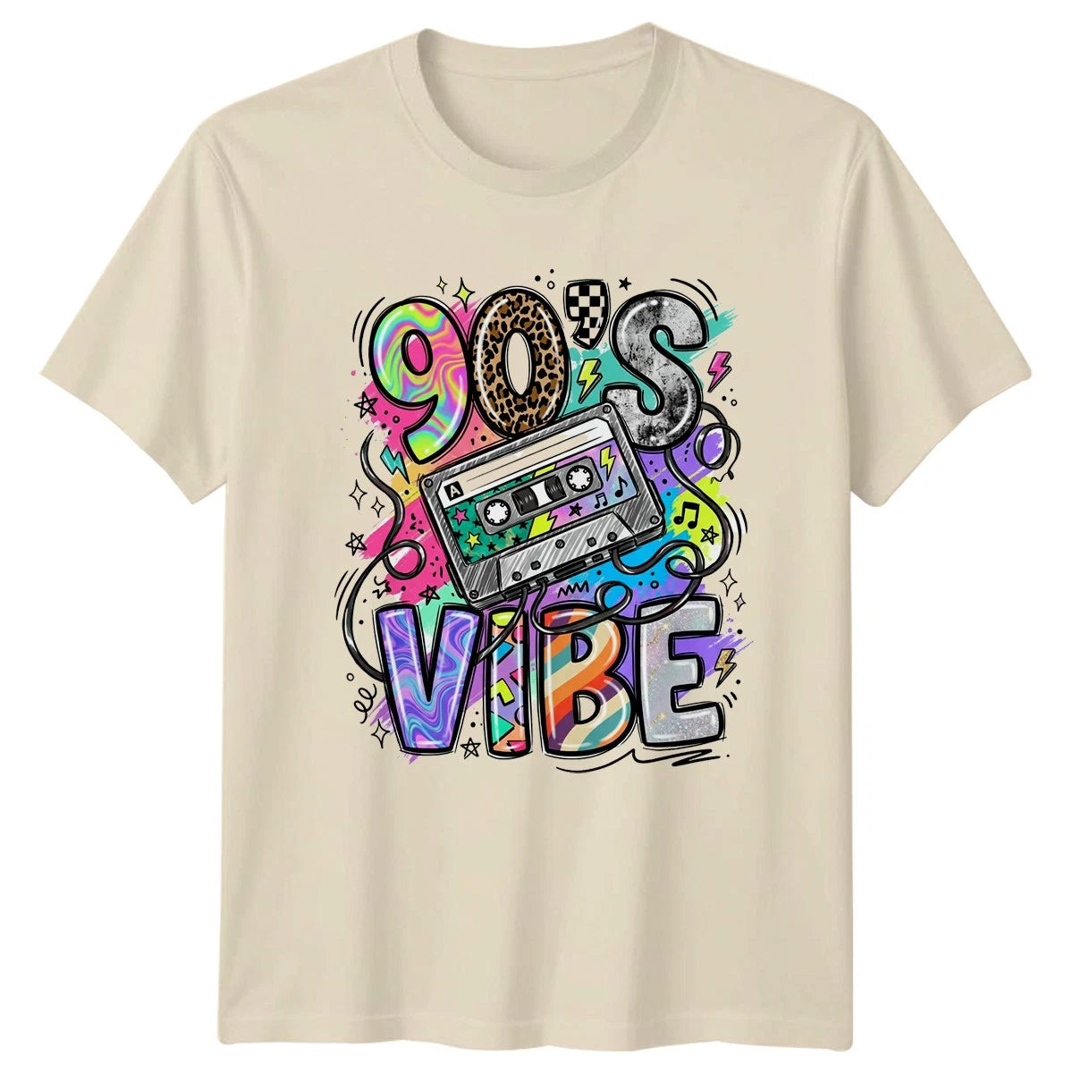 90s Vibe T-Shirt Retro Cassette Colourful Music Lover Funny Birthday Gift