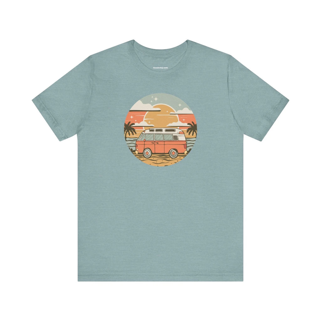 Vintage Surf Van T-Shirt, Retro Beach Sunset Camping Vanlife California Travel