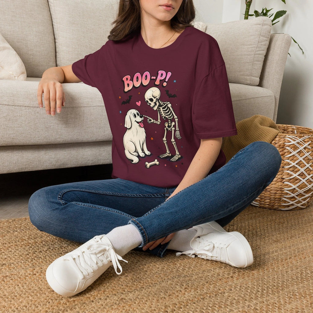 Boo-P! Cute Skeleton & Dog Halloween T-Shirt