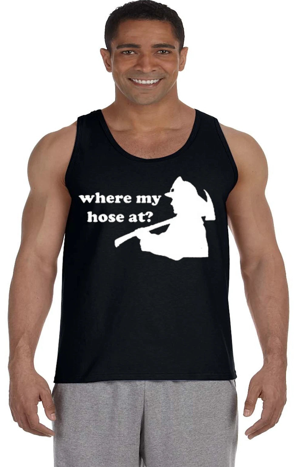 Mens Tank Top Sleeveless Muscle Tee Shirt Funny Rude Fireman Firefighter Gifts