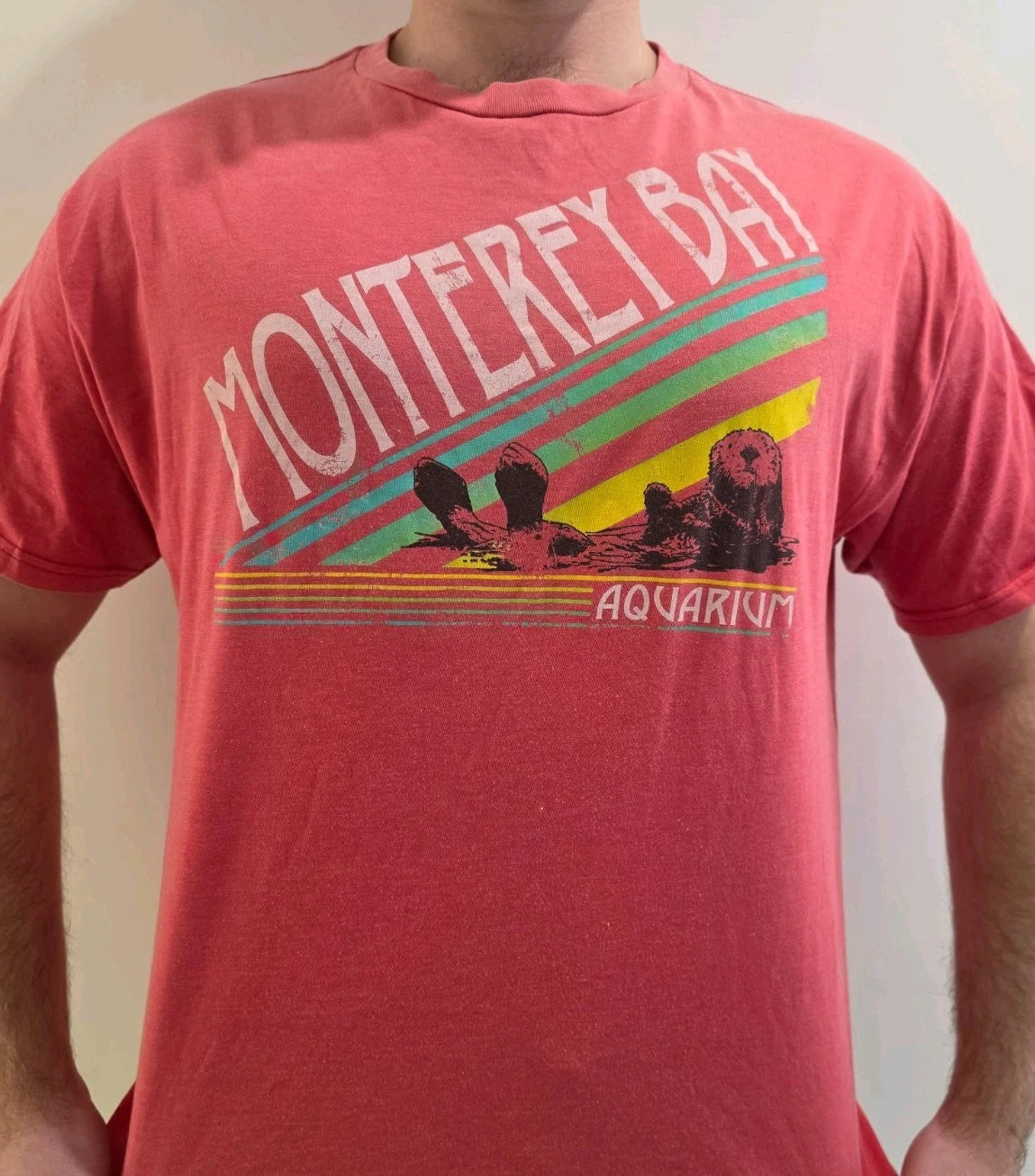 Monterey Bay Aquarium Otter Shirt Adult XL Nantucket Red Retro Graphic Tee