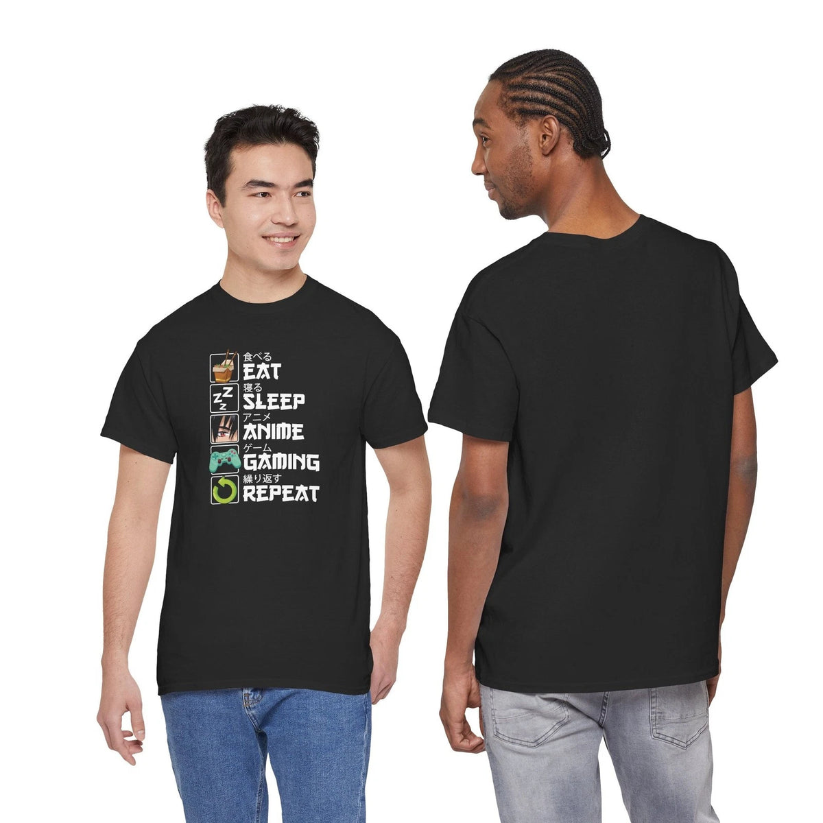 Eat Sleep Anime Gaming Repeat T-Shirt | Gamer Otaku Tee