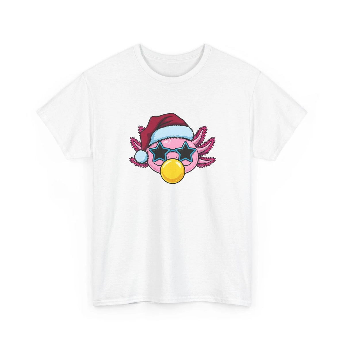 Axolotl Santa Hat Shirt Christmas Animal Gift Women Cartoon Tee Mexican