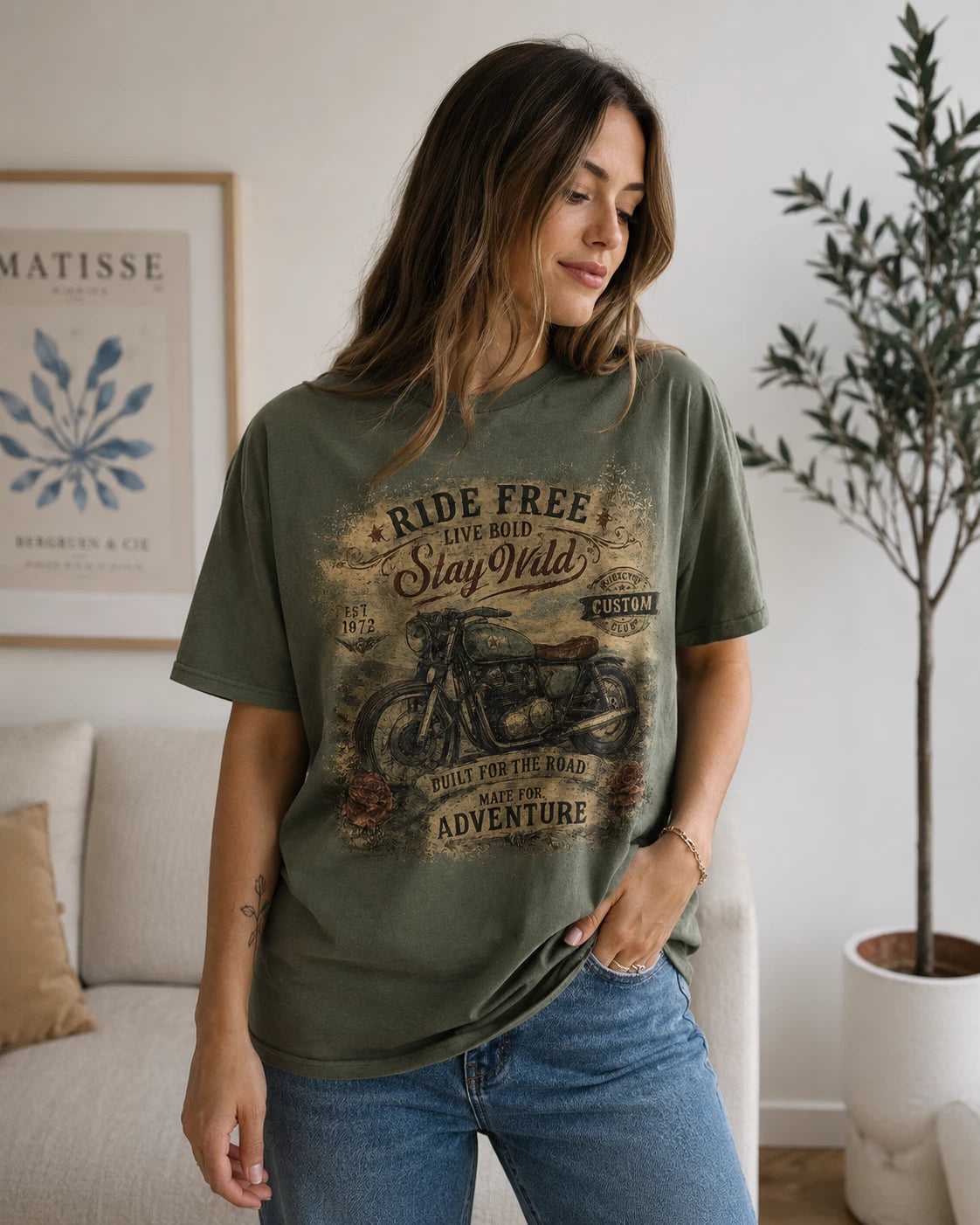 Ride Free Stay Wild motorcycle t-shirt | Adventure vintage graphic