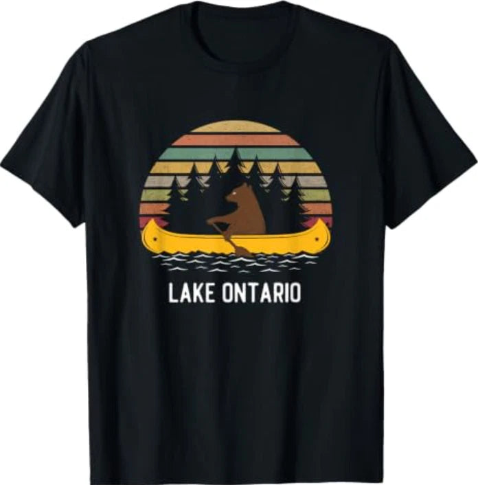 Lake Ontario Vintage retro sunset Bear Canoe outdoor hiking T-Shirt