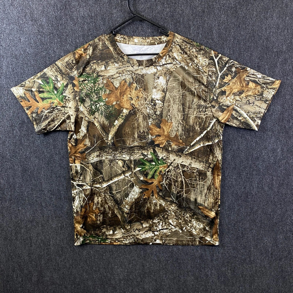 Realtree EDGE Mens Short Sleeve Camo T-Shirt Brown Woodland Hunting Outdoor XL