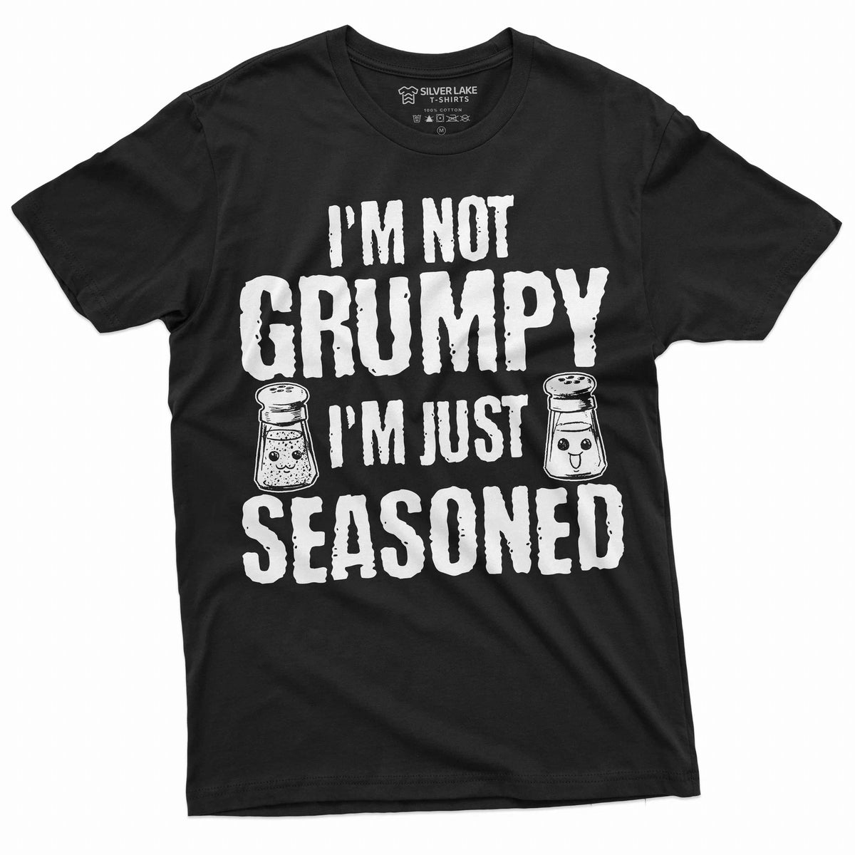 Men's Funny I am not Grumpy I am just seasoned Tshirt Grandpa Papa Dad funny tee