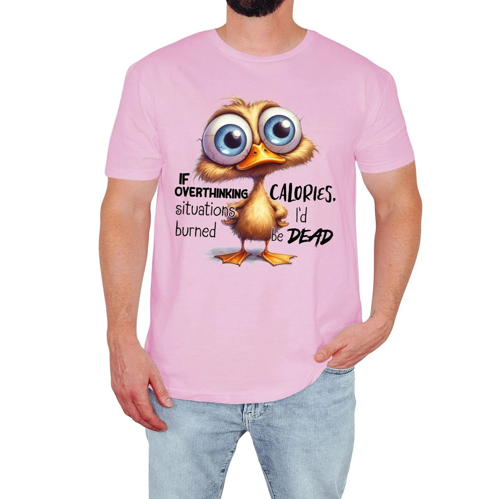 Funny Cartoon Bird Mens T-Shirt If Overthinking Burned Calories Dead Gift