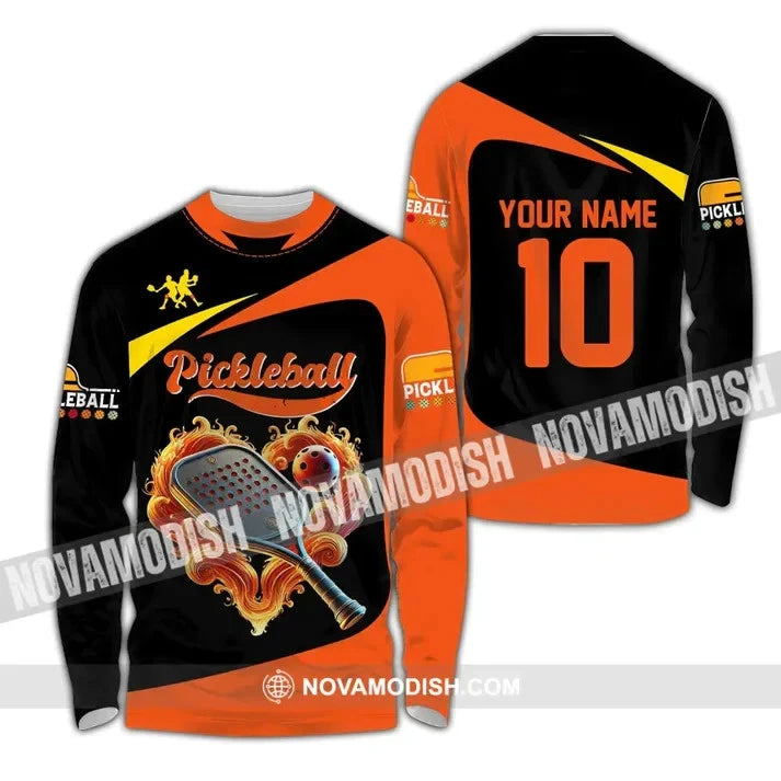 Custom Name and Number Pickleball 3D Long Sleeve Shirt, Gift Players HS1498