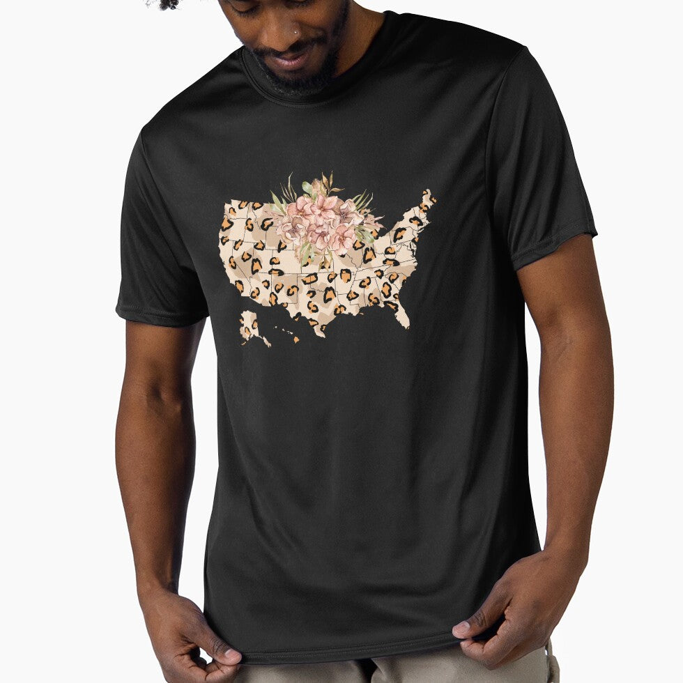 USA map print. United States of America. Leopard floral map by tiana-geo