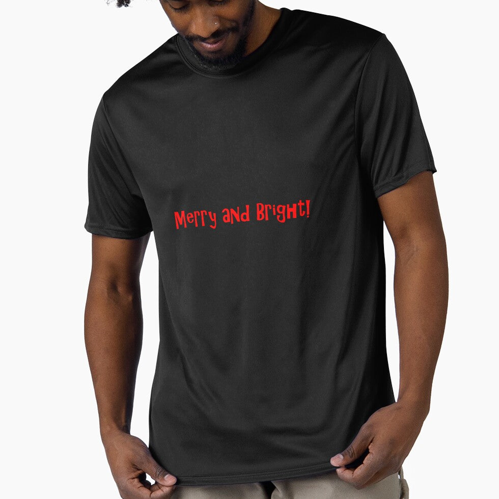 Merry and Bright Red Text on Green by Art in My Loft