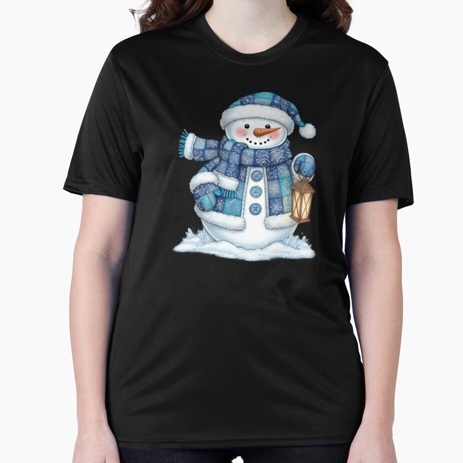 Cozy Blue Snowman – Cute Winter Christmas Illustration by hn79