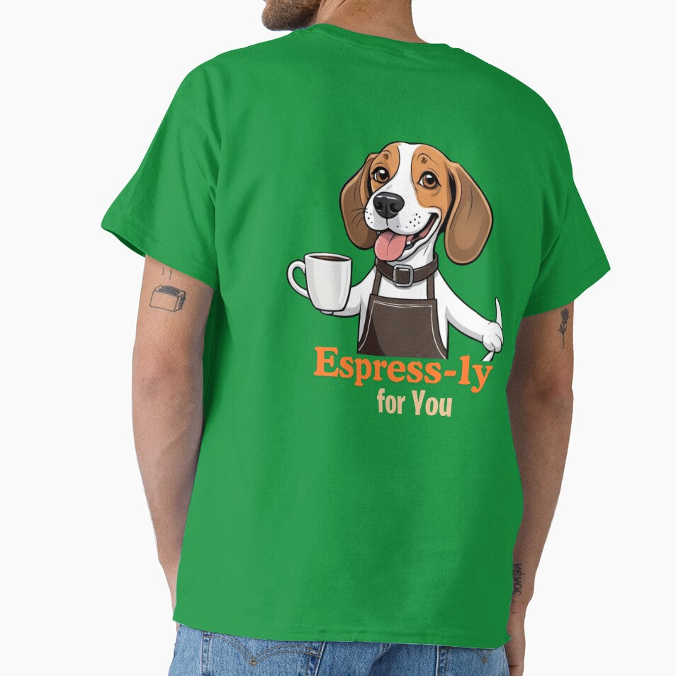 Barista Cartoon with Beagle Dog Design – Funny and Unique Dog and Owner Artwork - Barista Gift - Pet Humor by KoraTalks