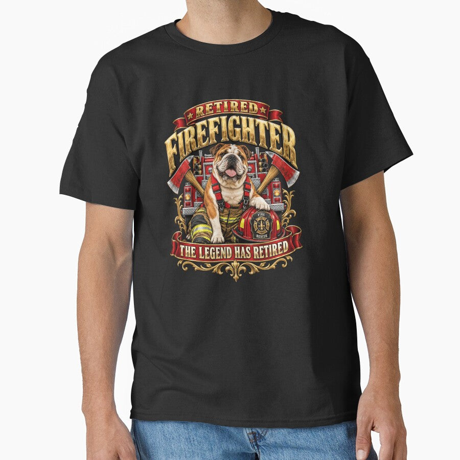 Retired Firefighter Bulldog Hero Vintage Tribute Art by anapldv