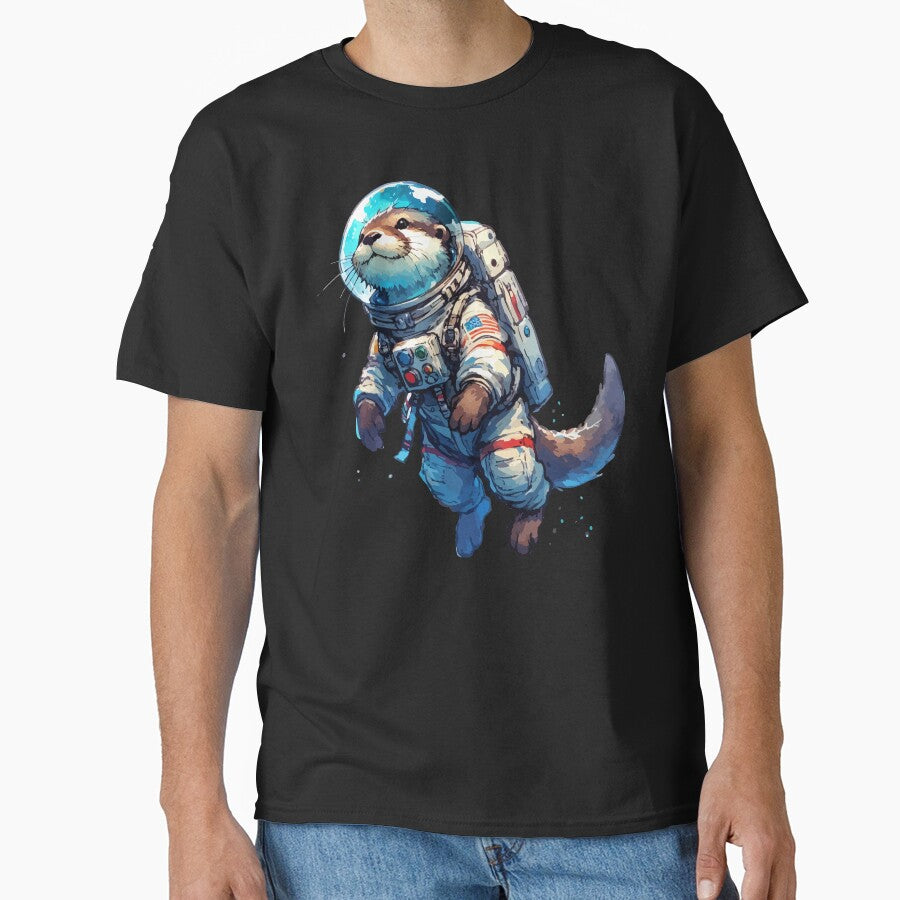 Otter Astronaut Space Watercolor by TomFrontierArt