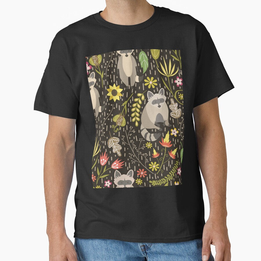 Raccoons Floral Leaves Pattern by SweetPea49