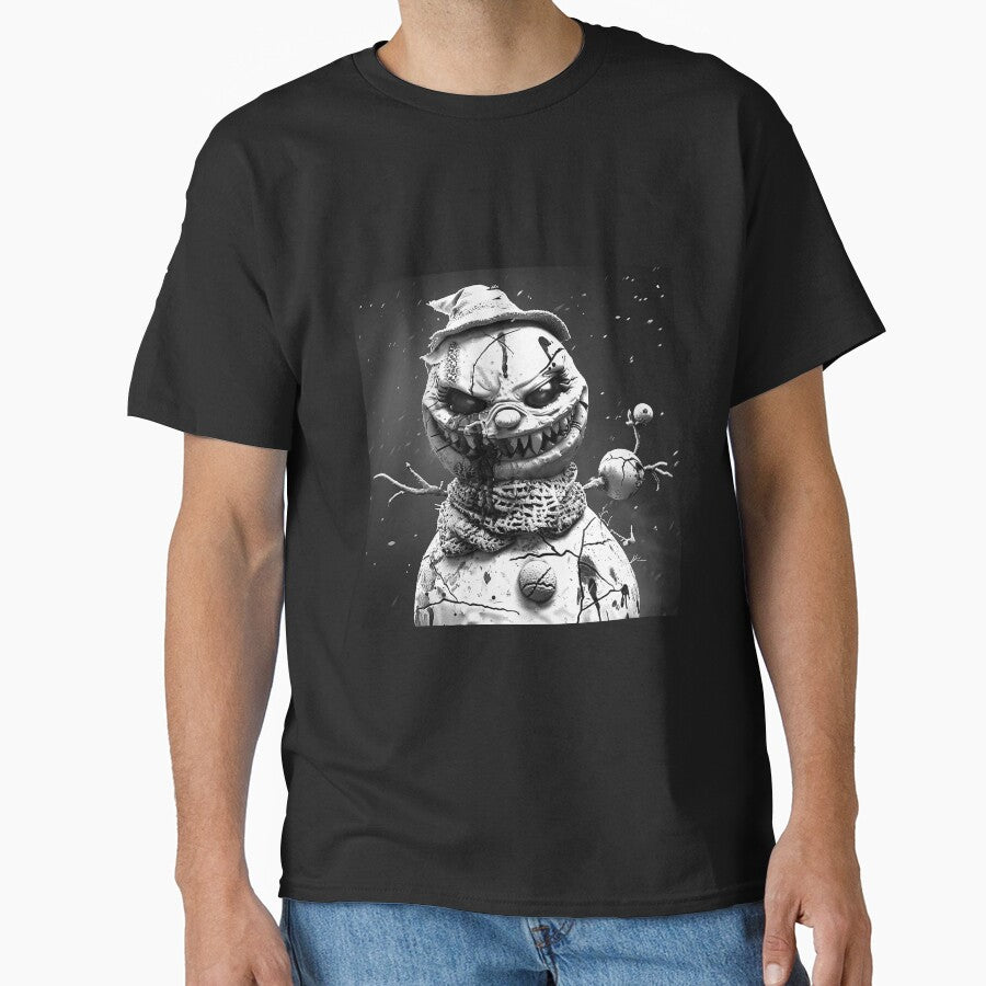 Evil Snowman with Sharp Teeth – Creepy Winter Horror Art by inkoutninja
