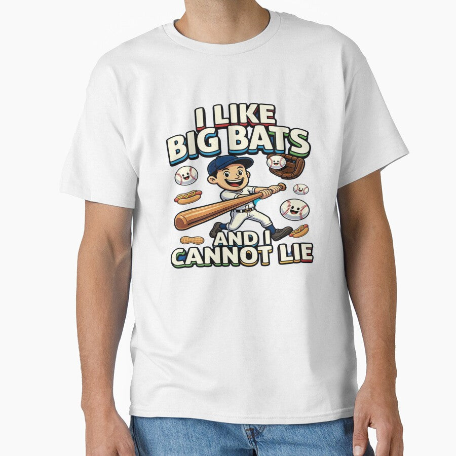 I Like Big Bats And I Cannot Lie Funny Baseball T-Shirt | Cute Baseball Player Graphic Tee | Baseball Lover Gift | Kawaii Sports Design by Sushikidsntoddlers