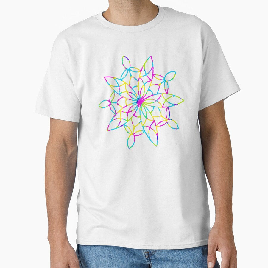 Multicoloured mandala on black background by Starlett Designs Unisex