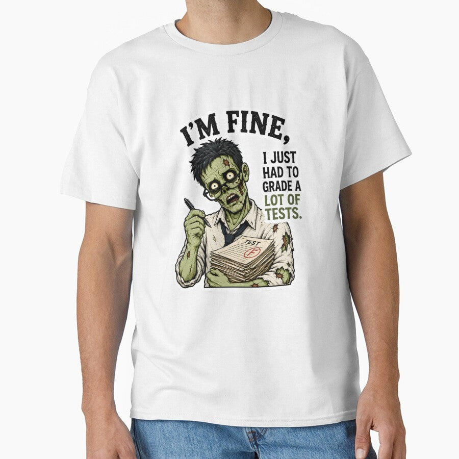 I’m Fine I Just Had to Grade a Lot of Tests – Funny Zombie Teacher Grading Gift by SVALANART