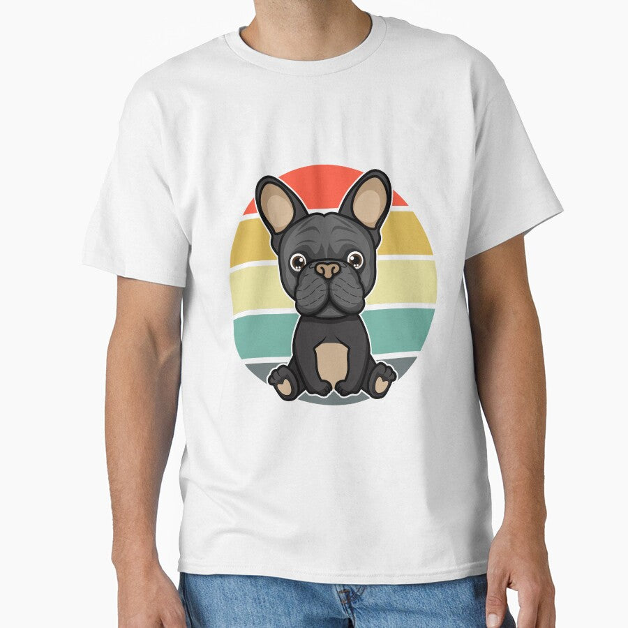 French Bulldog Black Retro Sunset Circle by paulosbpires