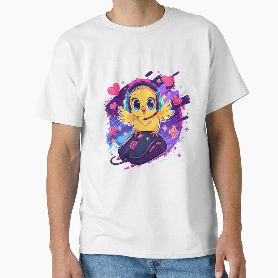 Cute Gamer Chick Sticker | Kawaii Gaming Chick with RGB Headset & Gaming Mouse | Anime Baby Bird Gamer | Gaming Gift by dreamz-world