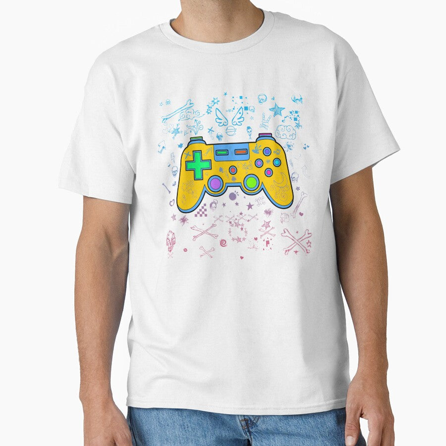 colorful gamepad and sketches doodles drawings graphic artwork by hayrpictures Unisex