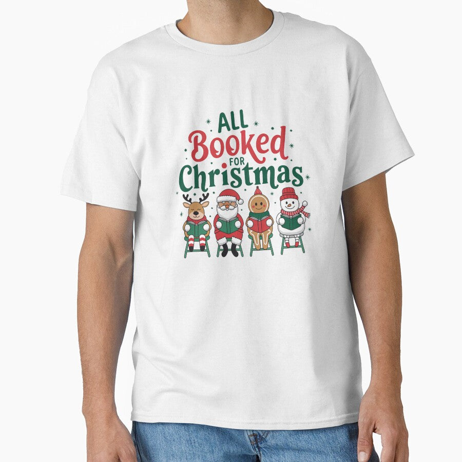All Booked for christmas readers t shirt book lover Christmas by Dominika Farkašová