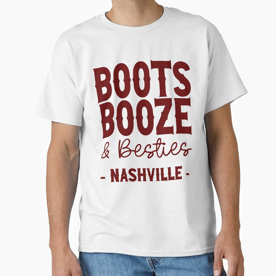 Nashville Bachelorette Party Dark Red Boots Booze and Besties Country Western Design by mysticblvd