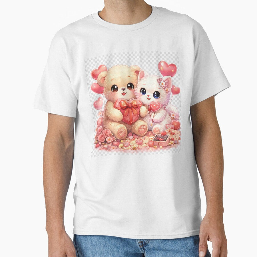 Kawaii Valentine Love – Cute Bear & Kitten by kimkosovo Unisex