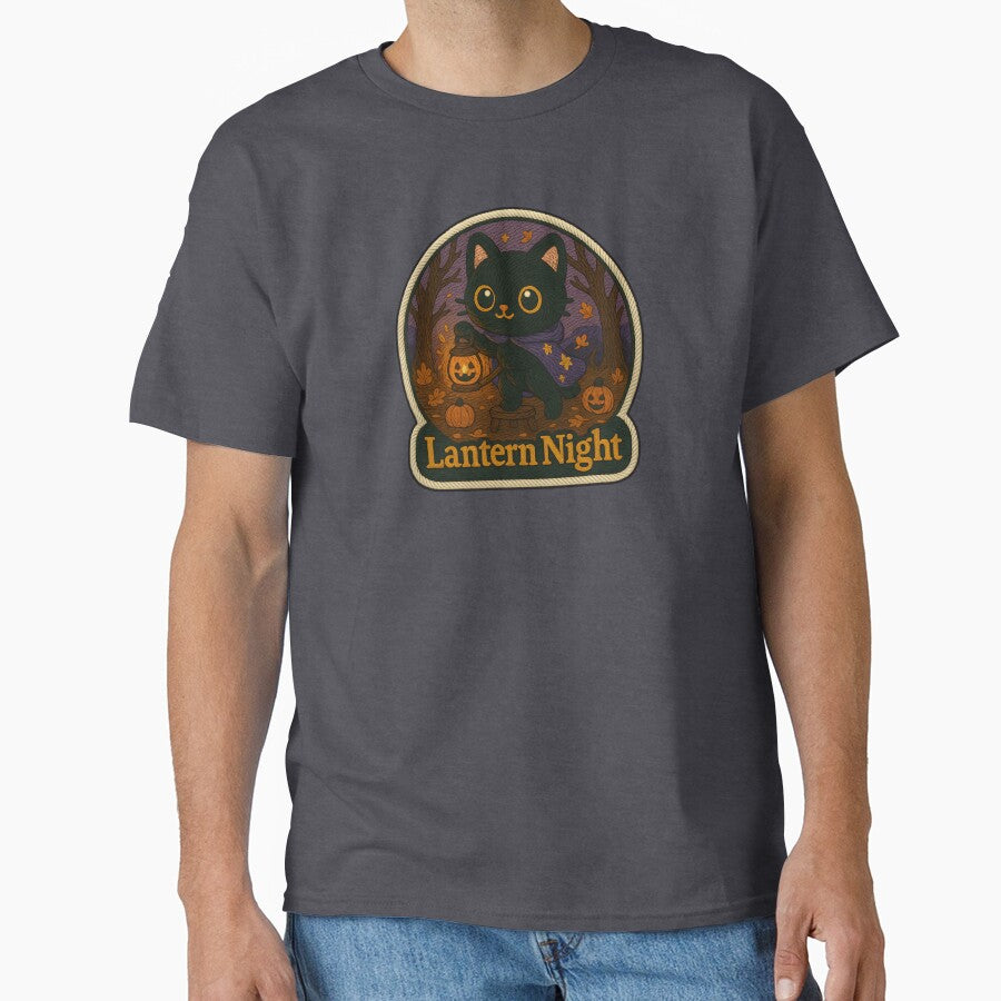 Halloween Cat Lantern Night Embroidery | Cute Black Cat with Jack-o’-Lantern by Nuist25