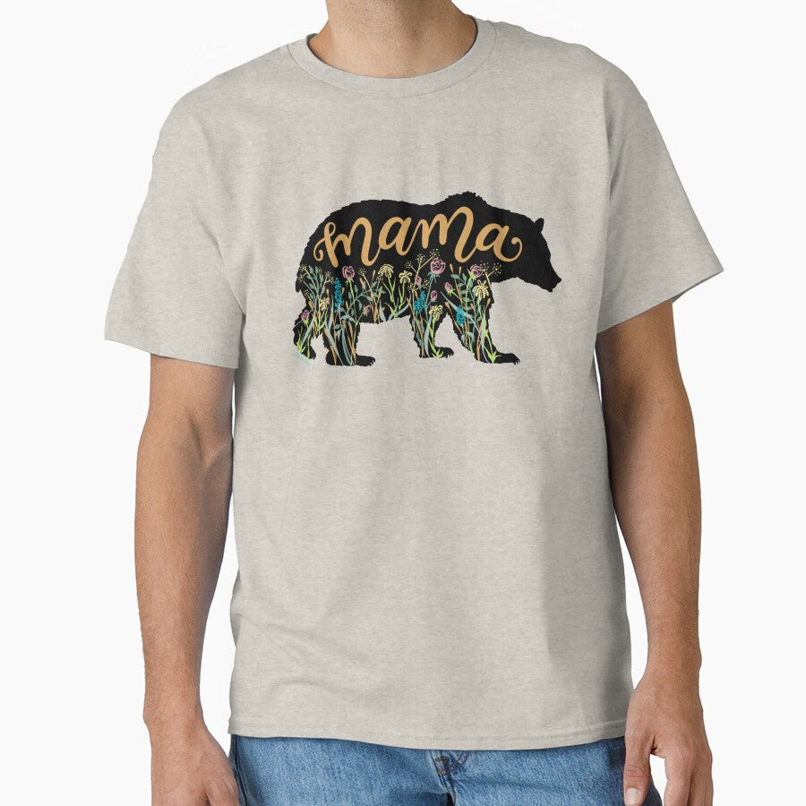 Mama Bear with Wildflowers Hand Lettered Illustration by DoubleBrush