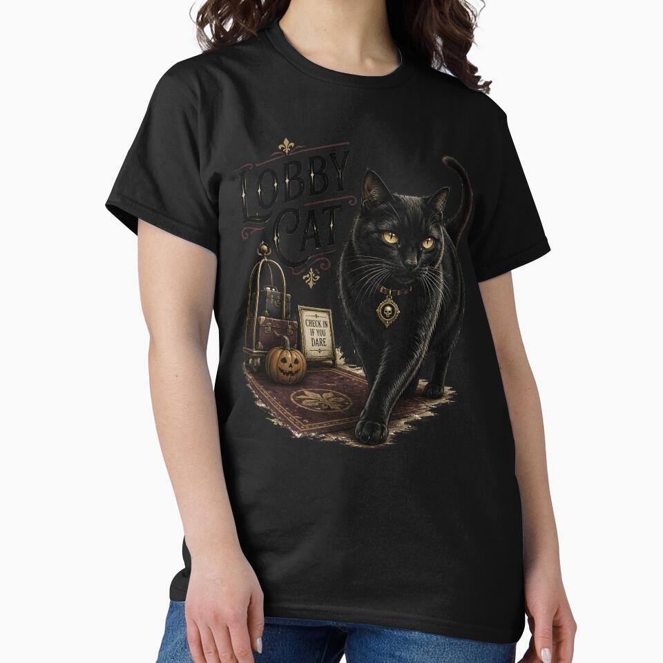 Haunted Lobby Cat Retro Halloween Poster Halloween by KristenosNehk