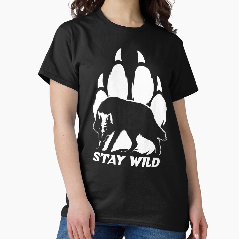 Wolf Silhouette and Paw - Stay Wild by TMBTM