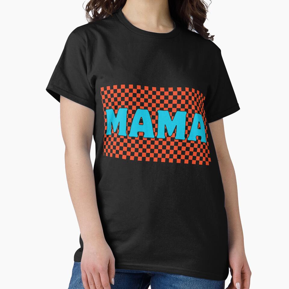 Funny Checkered Mama T-Shirt by Mahmoudshoping