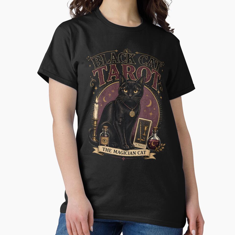 BLACK CAT TAROT The Magician Cat Halloween Vintage Screen Print by RoyesButler
