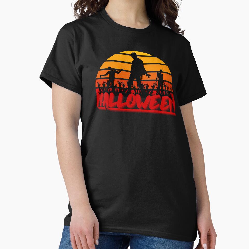 Halloween Zombies Retro Sunset Design by ILOVEART247