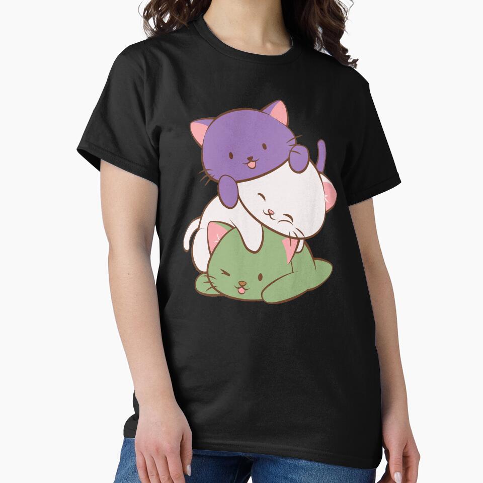 Genderqueer Pride Flag Kawaii Cats by Irene Koh Unisex
